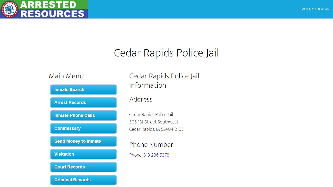 Cedar Rapids Police Jail - Inmate Search - Cedar Rapids, IA